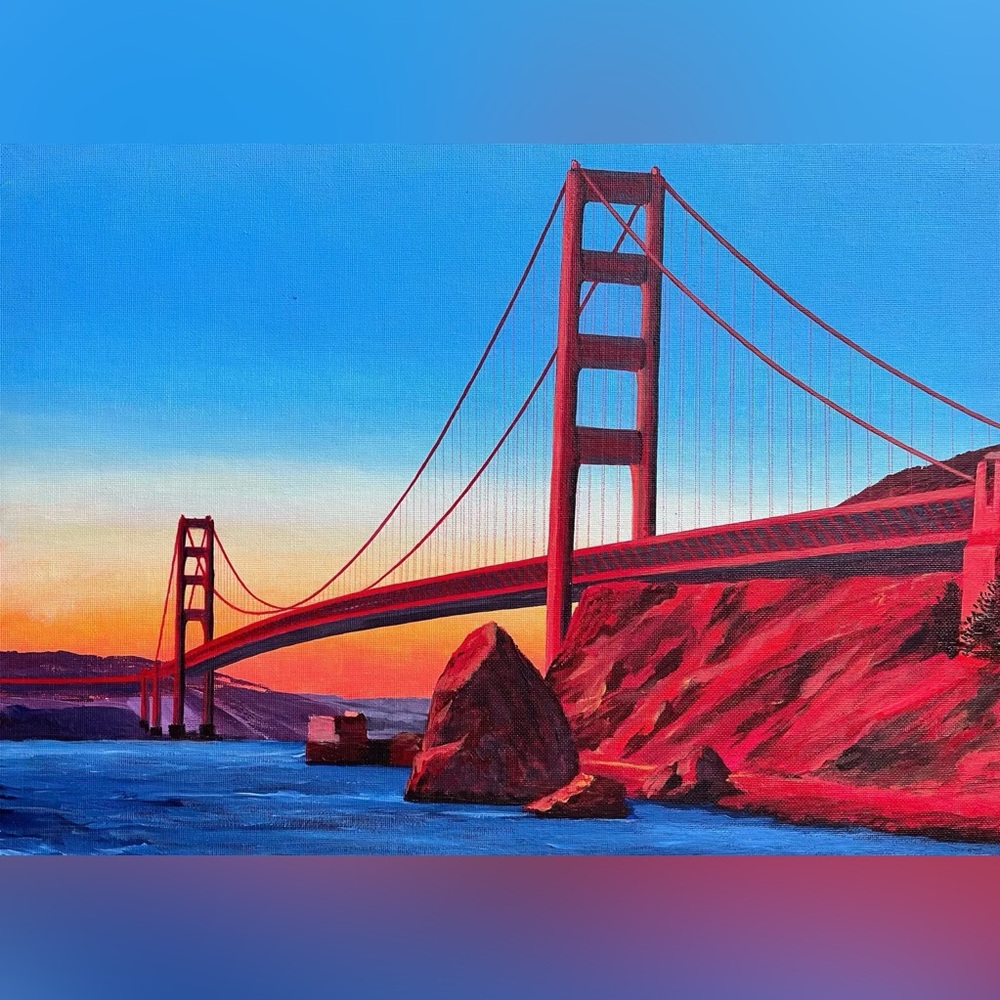 Original artwork - Golden Gate Bridge on canvas board.